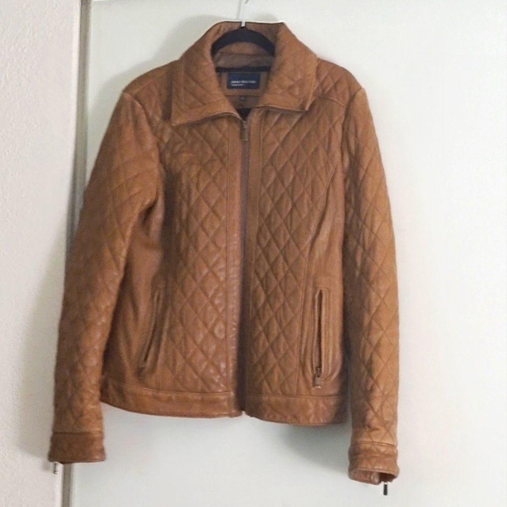 Jones New York Quilted Genuine Leather Jacket